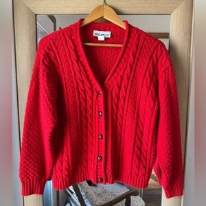 White Stag Women's Vibrant Red Cable Knit Cardigan Large